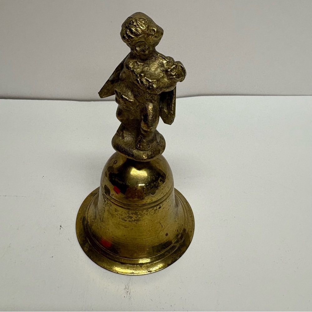 Vintage Brass Cherub Decorative Hand Bell Collectible